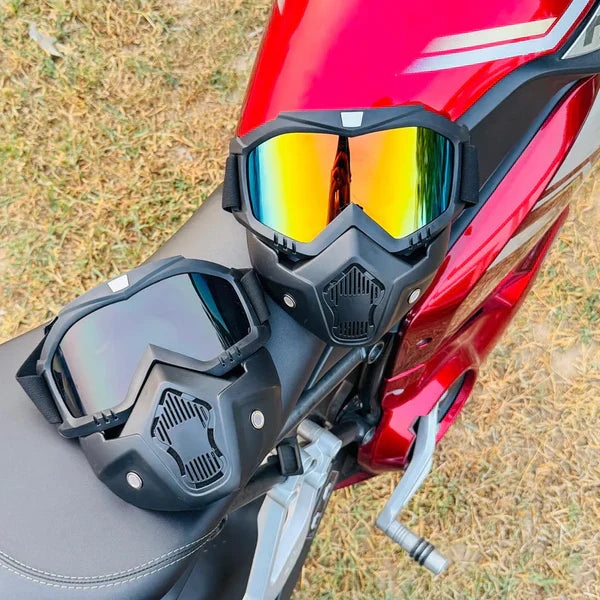 🏍️ Ultimate Biker Face Mask with Built-in Goggles 😎 | Stay Safe from Dust, Wind & Smog 💨