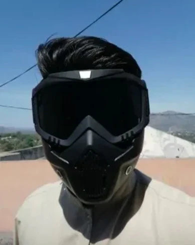 🏍️ Ultimate Biker Face Mask with Built-in Goggles 😎 | Stay Safe from Dust, Wind & Smog 💨